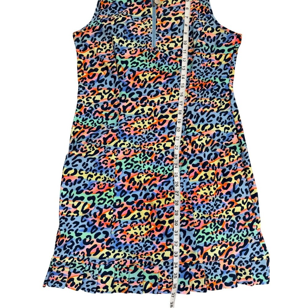 Tzu Tzu Womens Size L Dress Sleeveless Zip Mock-Neck Rainbow Leopard Pockets - Picture 7 of 7